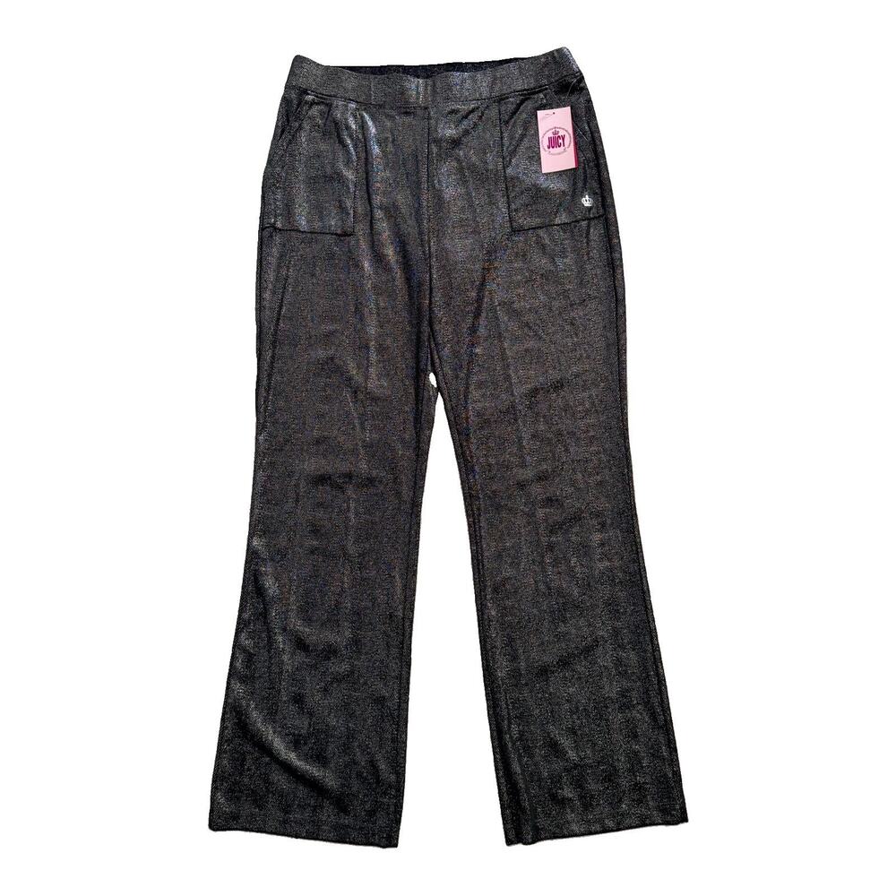New Juicy Couture Liquorice Black Sparkle Wide Leg Lounge Pants Sz M NWT
